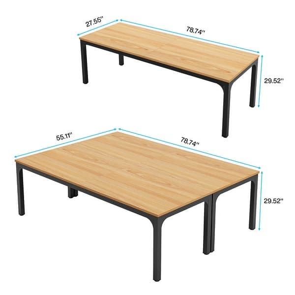 dimension image slide 0 of 9, 6.5FT Conference Meeting Seminar Business Table Set for 8-12 Person (Set of 2)