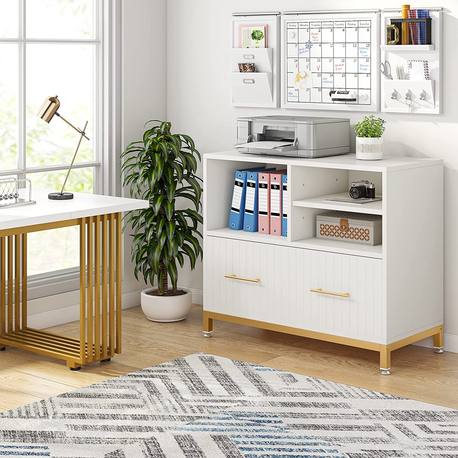 Wood Lateral File Cabinet with Drawer for Letter or A4 Size Files