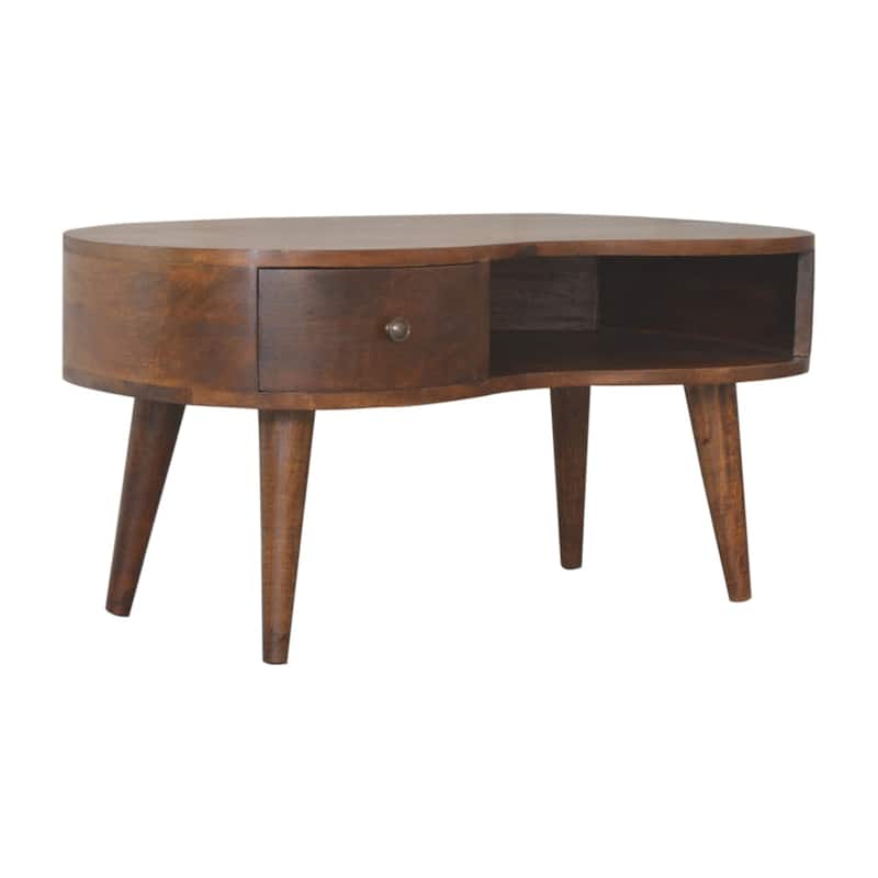 Mid-Century Modern Wood Coffee Table With Strong Legs - Brown - Wood