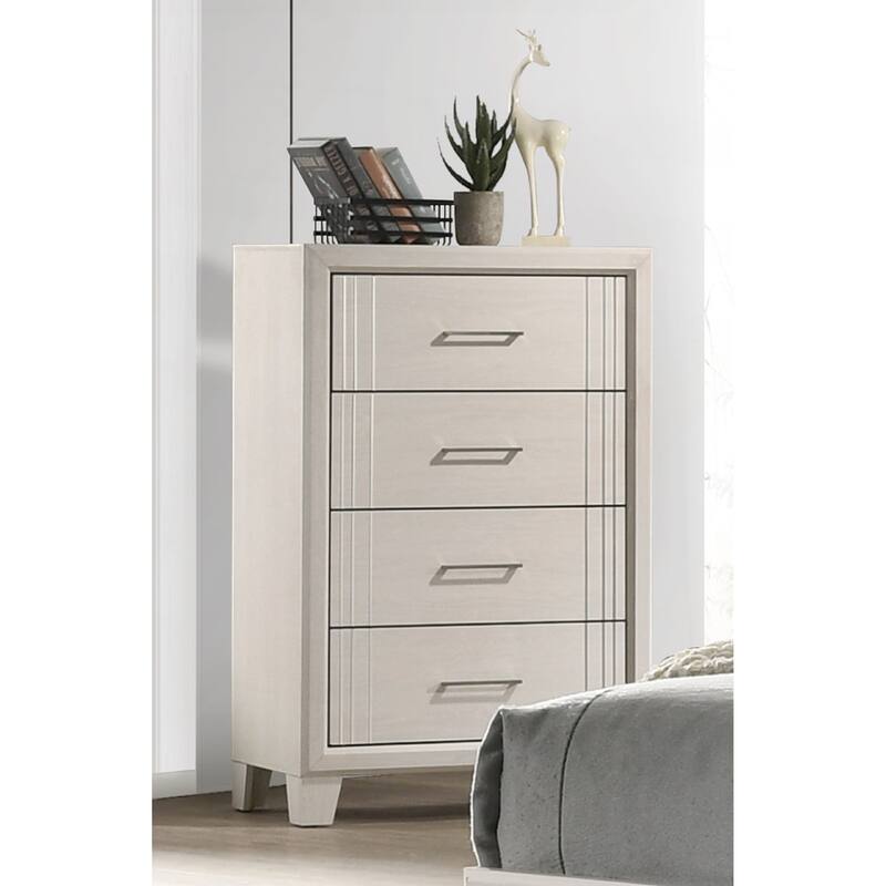 1pc Contemporary Four-Drawers Chest - Beige - 4-drawer
