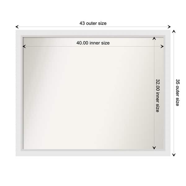 dimension image slide 46 of 93, Wall Mirror Choose Your Custom Size - Extra Large, Blanco White Wood