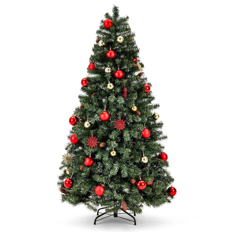 EROMMY 6FT Artificial Christmas Tree, Full Holiday Xmas Tree with 1,800 Tips, Hinged Branches and Metal Stand