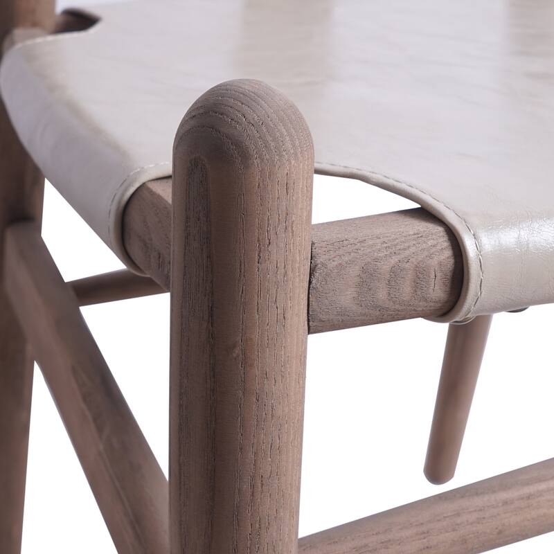 Roomfitters Mid-Century Accent Chair with Curved Backrest and Faux Leather Seat, Elegant Dining Seating