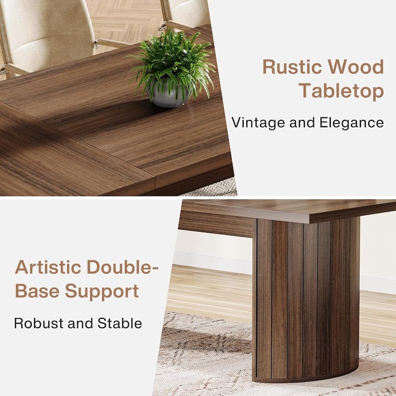 Brown Wood 78.7 Inches Long Computer Desk Large Executive Desk