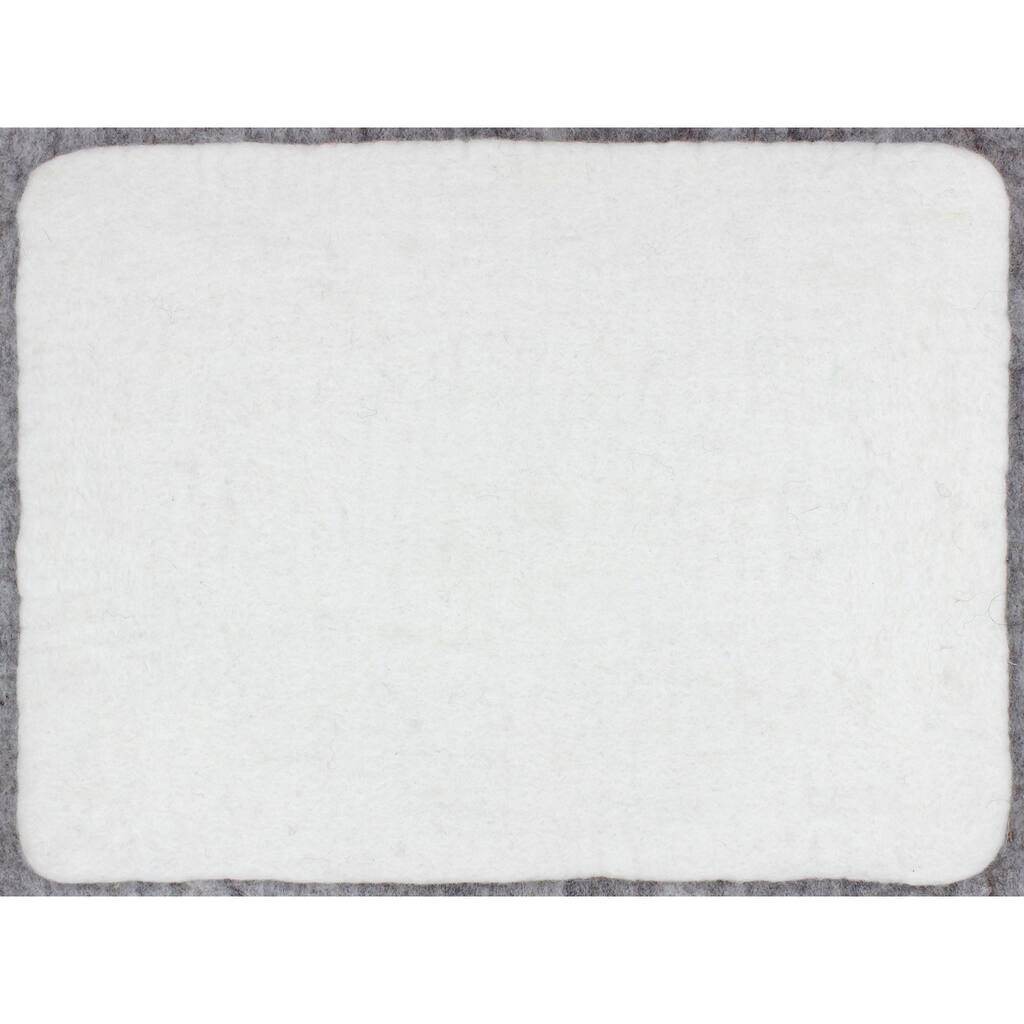 Rectangular Placemat White 15.6 x 11.8 Wool - A