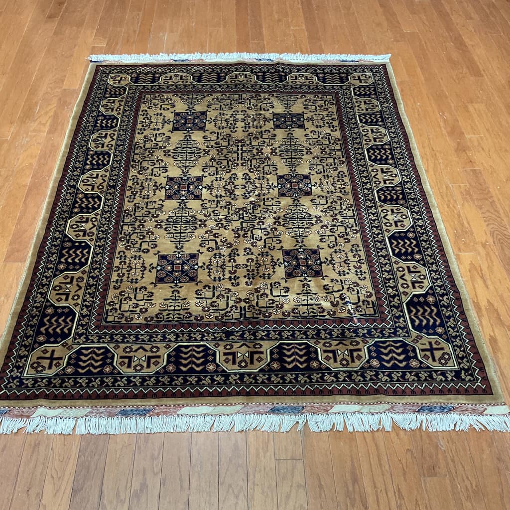 HERAT ORIENTAL Handmade Turkoman Wool Rug - 5' x 6'7"