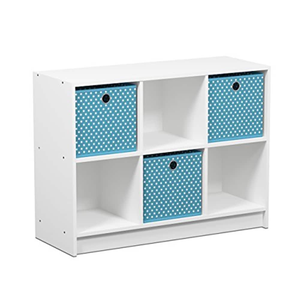3x2 Cube Bookcase with Storage Bins Modern 6-Cube Organizer Shelf with Fabric Drawers for Compact Room Storage