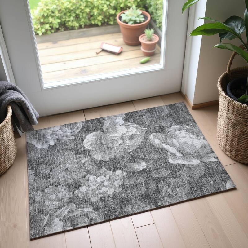 Premium Washable Super Soft Floral Mayfield Rug - Gray - 1'8" x 2'6"