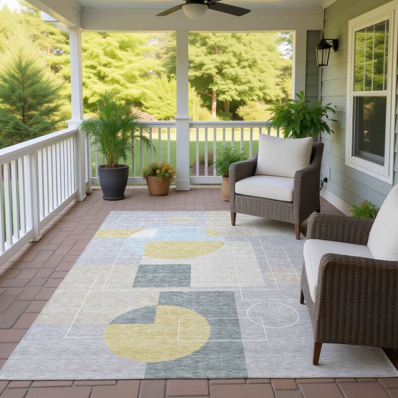 Machine Washable Indoor/ Outdoor Modern Filly Chantille Rug - Silver - 10' x 14'