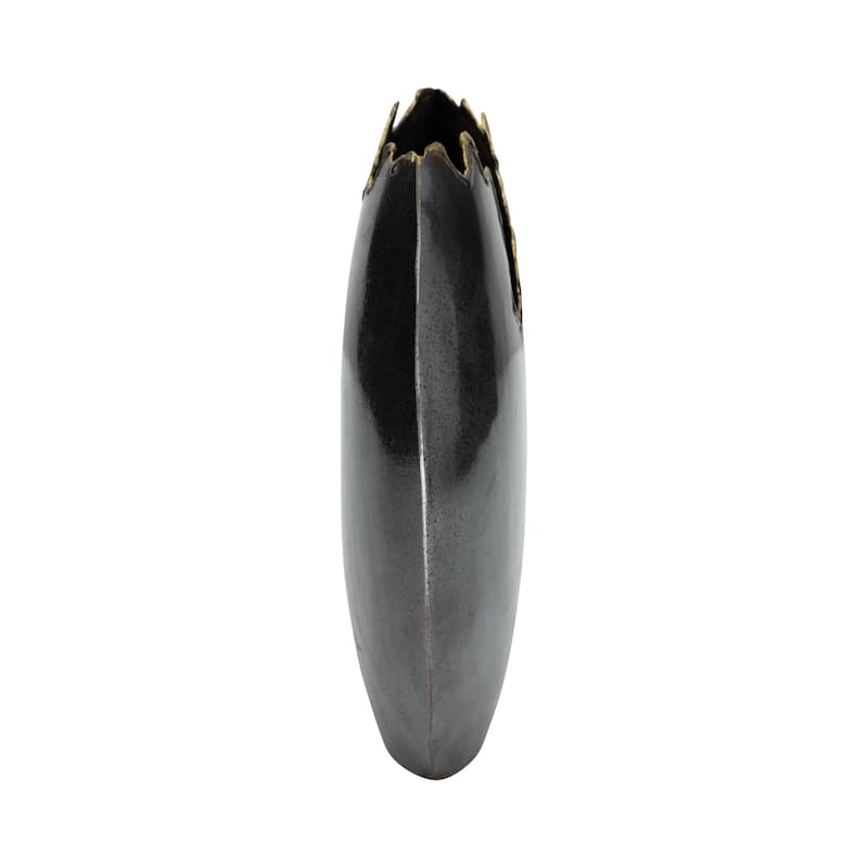 Sagebrook Home Metal Vase - 10" Round Chipped, Elegant Black Decor Piece for Modern Homes