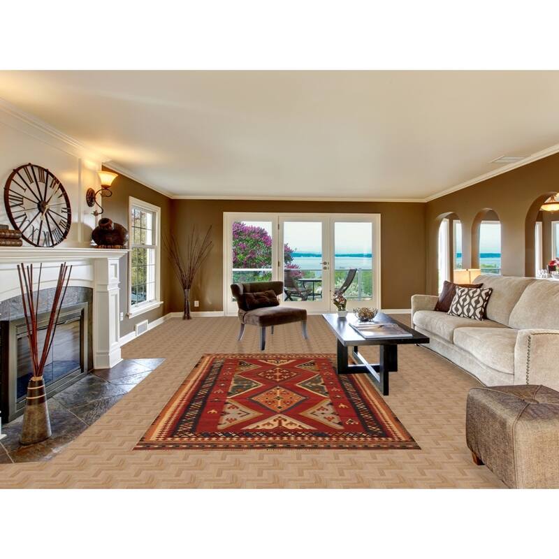 Kilim Qashqai Persian Vegetable Dye Vintage Flatweave Wool Carpet - 5'4" X 9'6"