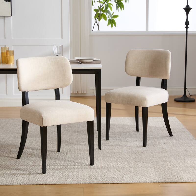 Upholstered Chair Cream Dining Chair Kitchen Chair Side Chair Accent Chair Reception Chair with Wood Legs