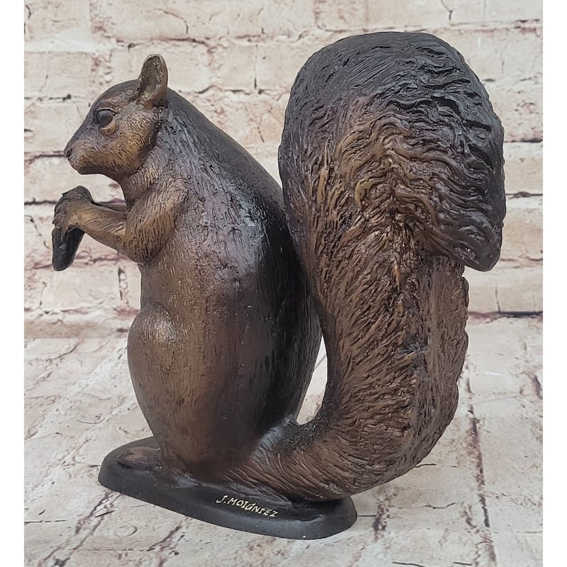 Bronze Metal Squirrel Sculpture Statue Figurine Indoor Outdoor Animal Decor By Moigniez
