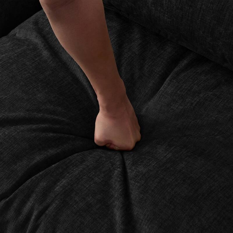 105" Modern L-Shaped Chenille Fabric 3 Seater Sectional Sofa with Ottoman