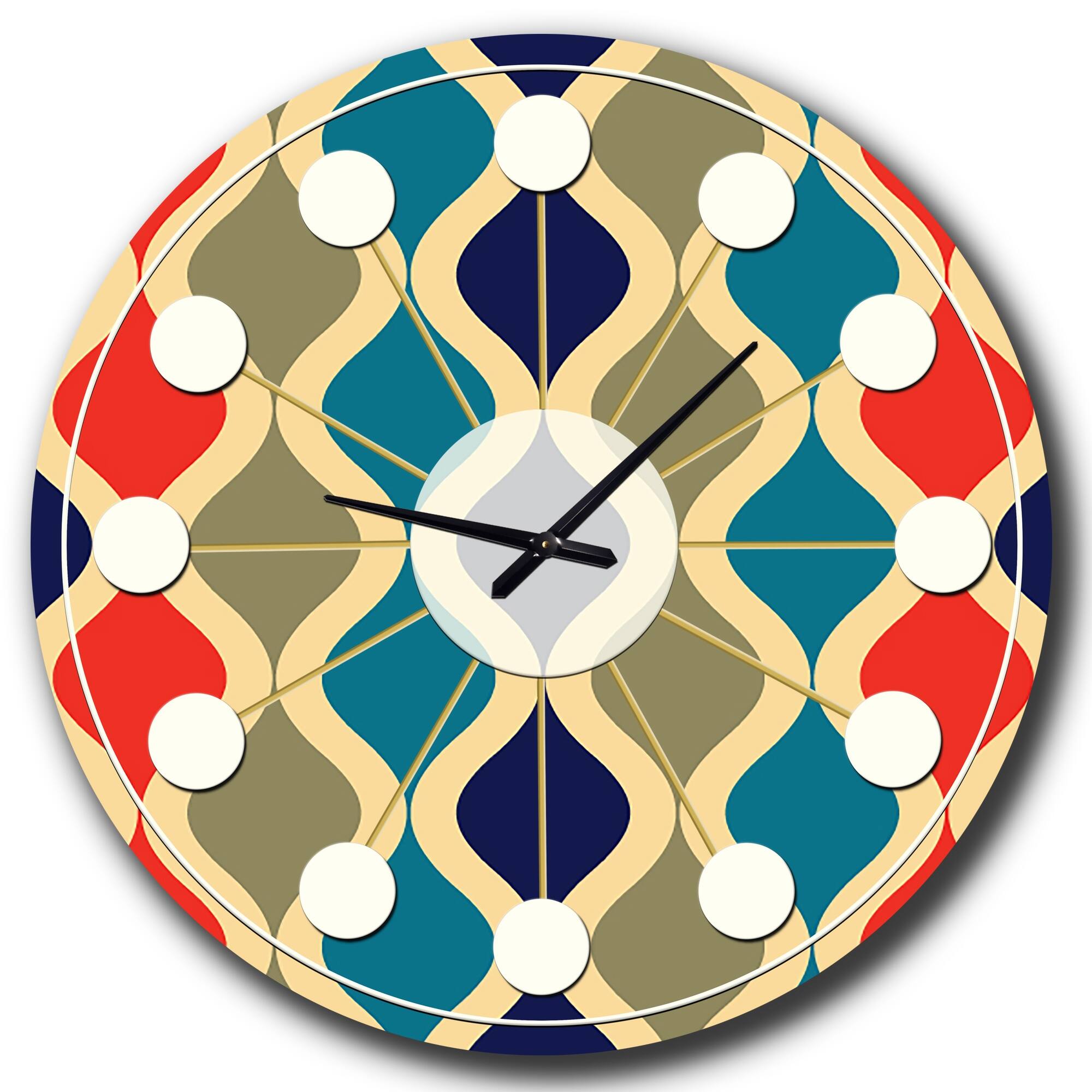 Designart 'Retro Ornamental Design VI' MidCentury wall clock Bed