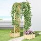 preview thumbnail 1 of 7, Outsunny 7.5FT Garden Arch Trellis with Foldeable Planter Boxes for Climbing Vines, Outdoor Wooden Garden Arbor
