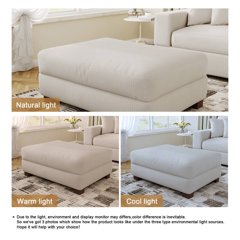 Modern Oversized striped Corduroy Ottoman