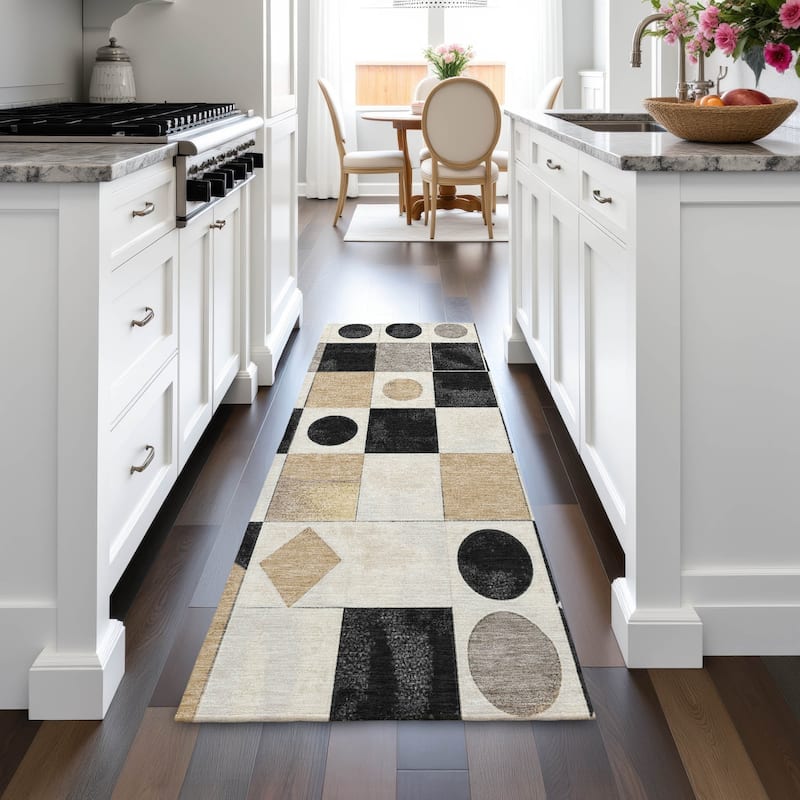Machine Washable Indoor/Outdoor Casual Contemporary Chantille Rug