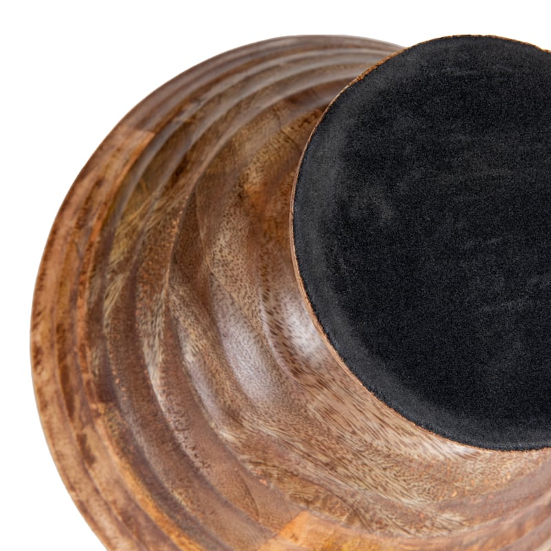 Round Mango Wood Footed Bowl