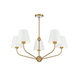 Xavier 5 Light Vibrant Gold + White Chandelier - Bed Bath & Beyond - 42642811