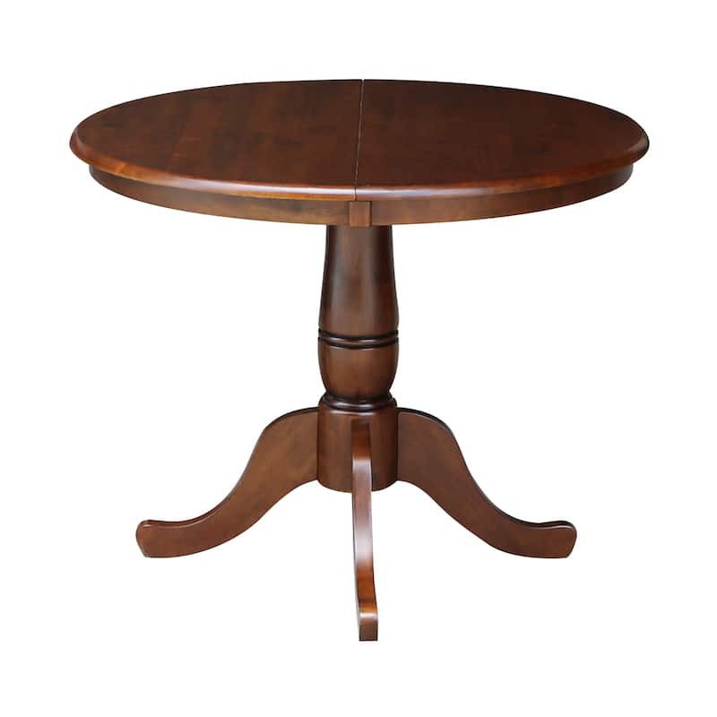 The Gray Barn Jalisco 36-inch Round Top Pedestal Table with 12-inch Leaf - Dining Height - Espresso