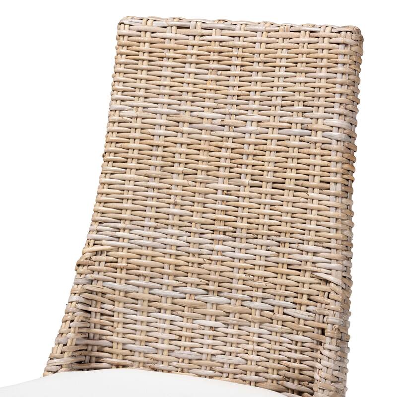Toby Modern Bohemian Grey Rattan 2-Piece Dining Chair Set