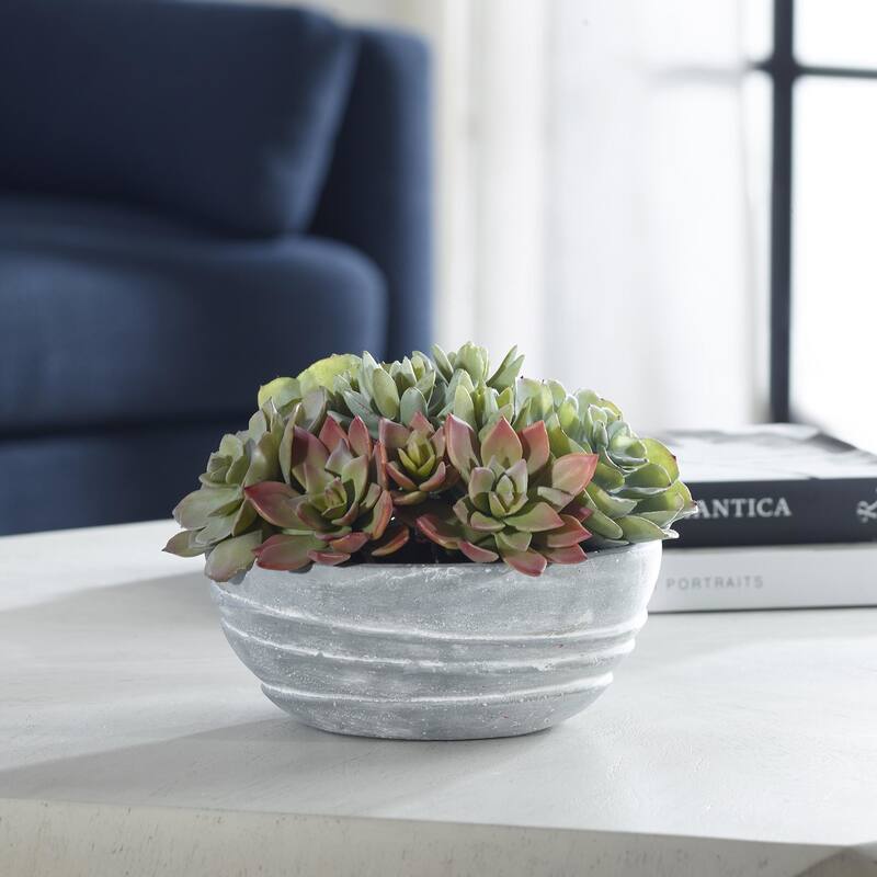 Uttermost 60212 Peoria 7" Tall Cement Faux Flora Planter