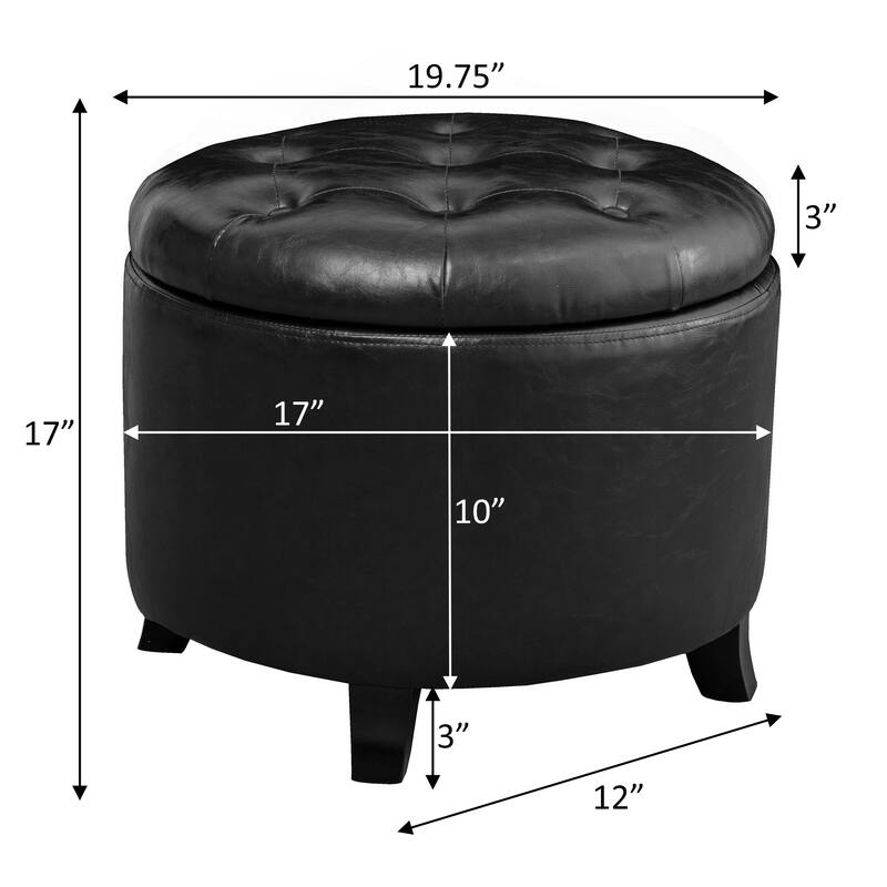 Convenience Concepts Designs4Comfort Round Storage Ottoman