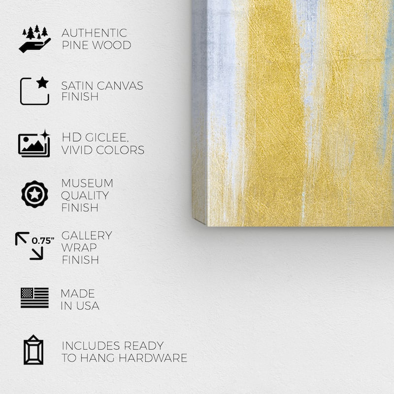 Wynwood Studio Canvas Abstract Gold and Blue I Gold and Metallic Gold Modern & Contemporary Wall Art Canvas Print