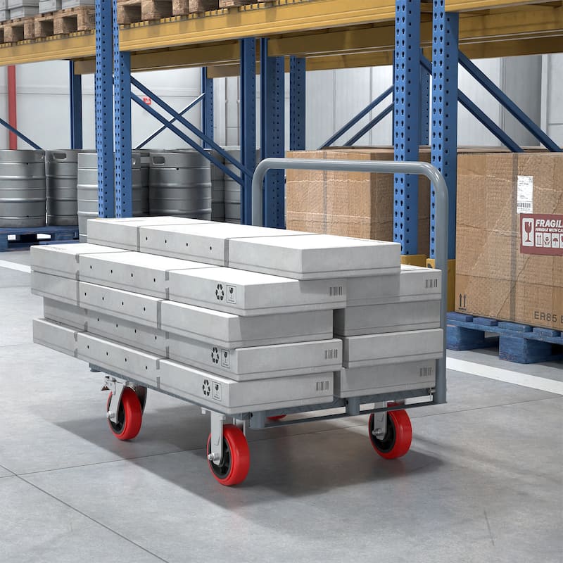 Heavy Duty Steel Panel Truck - 2000 lbs Drywall & Lumber Cart with 3 Side Handrails, 6" Swivel Brake Casters, 36"x24"