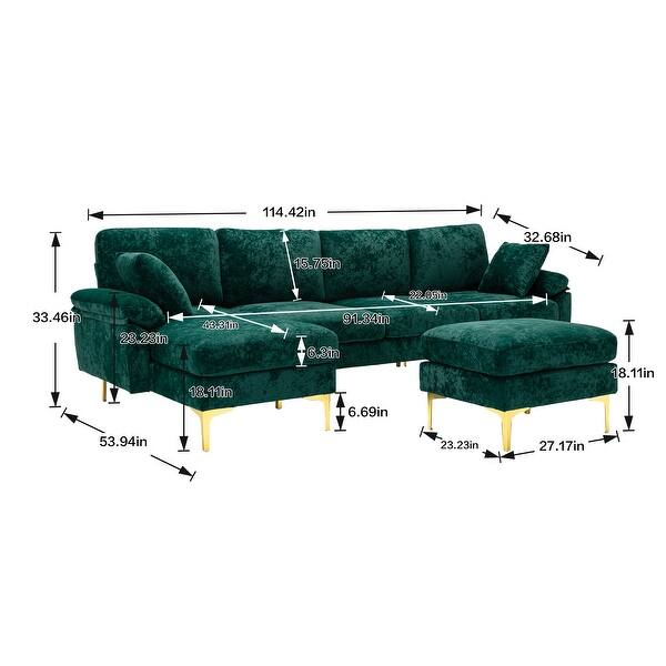 LShaped Sectional Sofa with Movable Ottaman, Convertible Corner Couch
