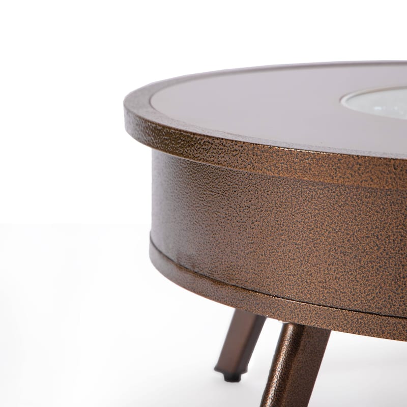 Leisuremod Walbrooke Modern Outdoor Patio Round Fire Pit Table for Porch Backyard Deck - 29