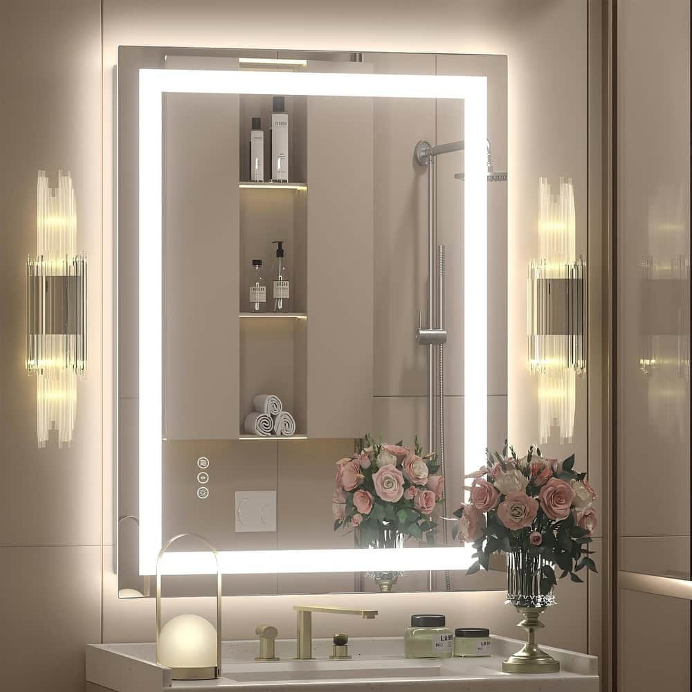KIOTEE LED Bathroom Mirror with UL Listed, Front and Backlit, Anti-Fog, 3 Color Temperature, Dimmable