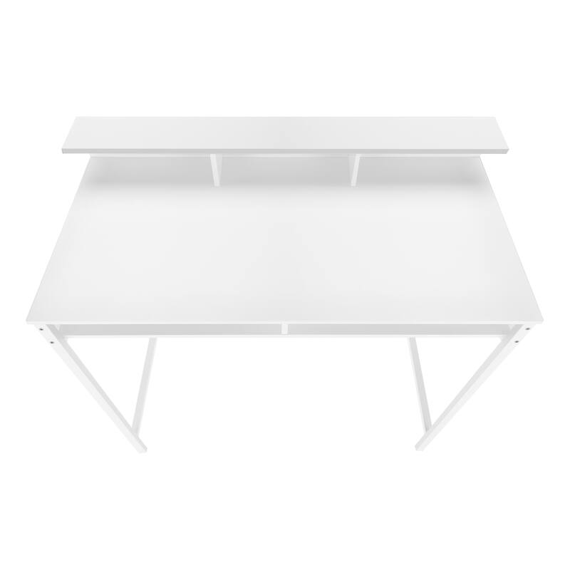 Modern Standing Computer Desk with Hutch and Storage Shelves, Sleek Metal Legs for Home Office or Study