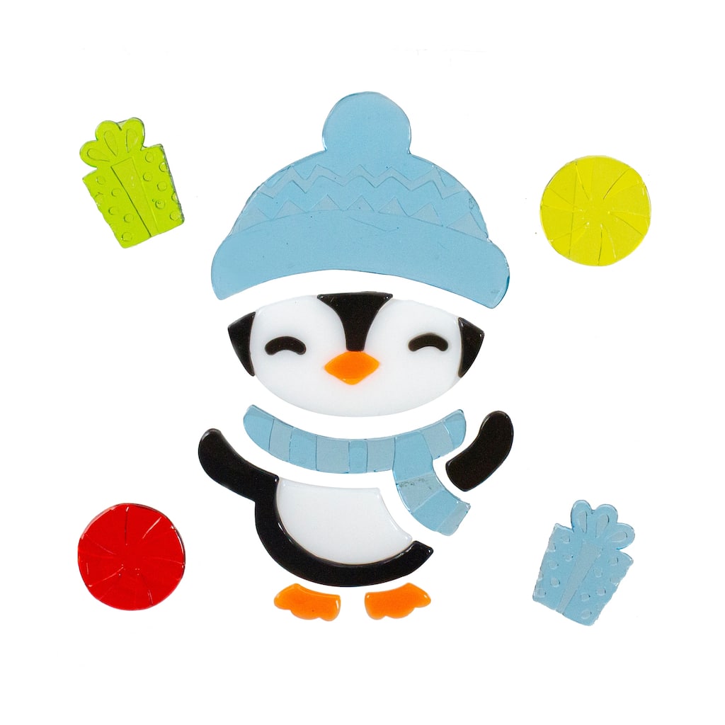 11-Piece Penguin and Presents Gel Christmas Window Clings - 7.75"