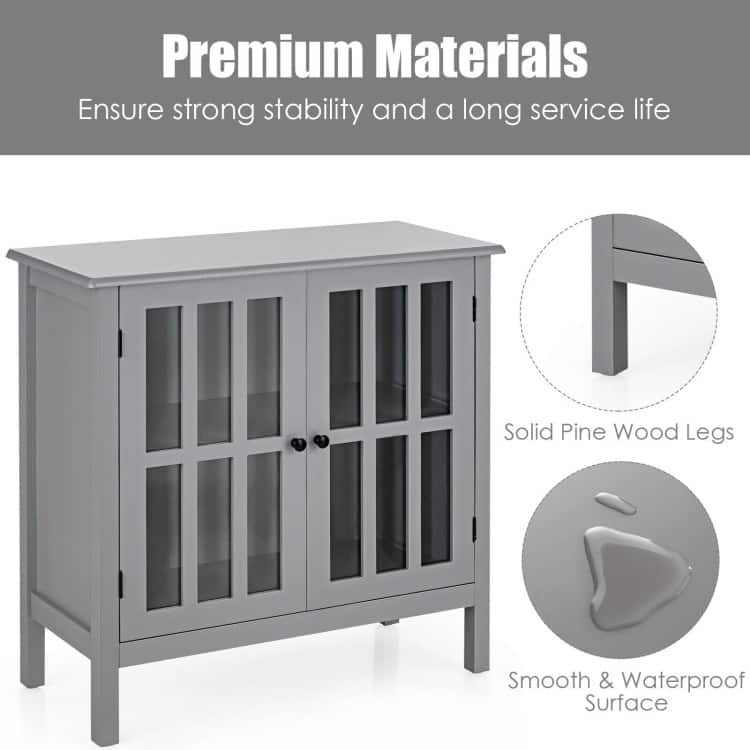 Glass Door Sideboard Console Storage Buffet Cabinet - 32" x 14" x 31" (L x W x H)