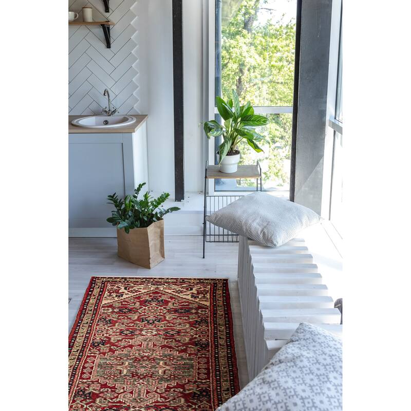 ECARPETGALLERY Hand-knotted Andelz Red Wool Rug - 3'3 x 9'2