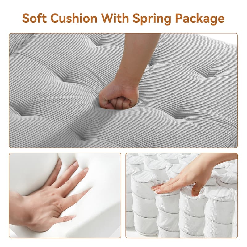 Corduroy Convertible Loveseat Sofa Bed Recliner with Cup Holder, USB Ports