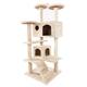 52" Solid Cute Sisal Rope Plush Cat Climb Tree Cat Tower Cat Tree - off-White