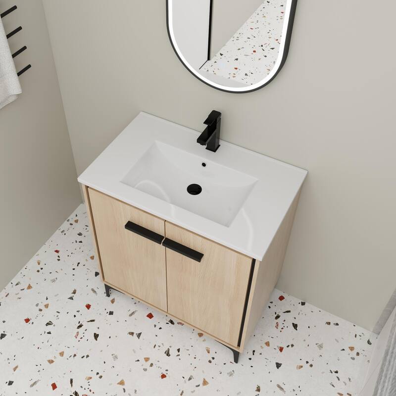 Beingnext 24"/30" Bathroom Vanity with Sink, Freestanding Bathroom Vanity with Soft Close Door and Adjustable Shelf