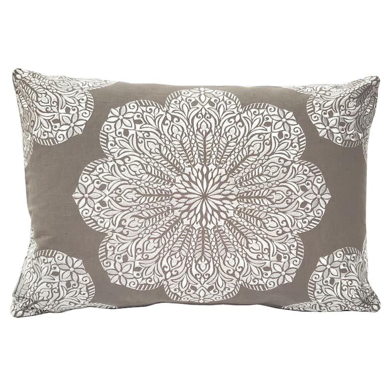 Mancini Throw Pillow - Dark Taupe and Silver - Polyester