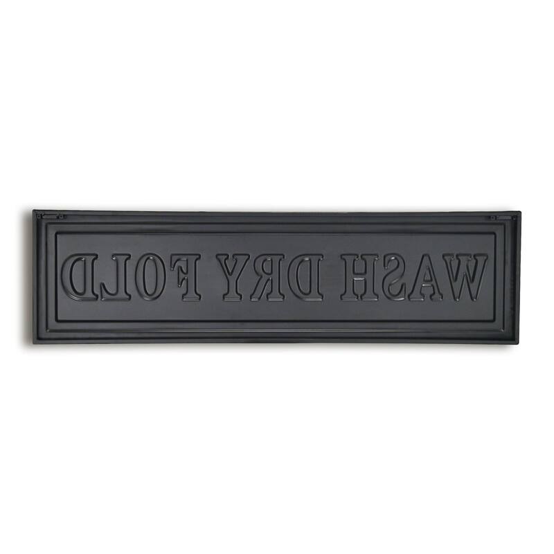 HomeRoots 10" X 36" Black And White Wash Dry Fold Metal Wall Decor
