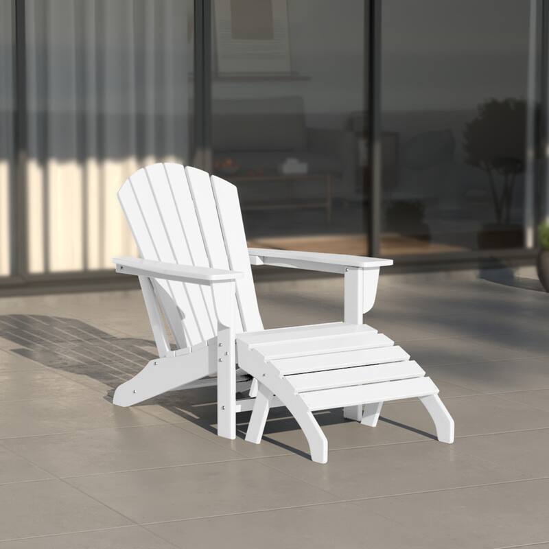 Altura Classic Outdoor Eco-Friendly All Weather Adirondack Chair with Ottoman (2-Piece Set)