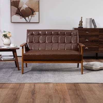 2-Seat Wood Armchair Living Room/Outdoor Lounge Chair,Accent Chairs Sofa