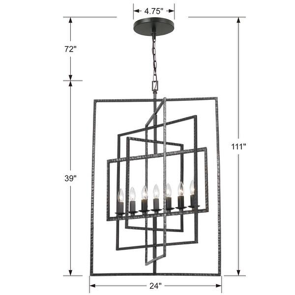 Capri 7 Light Raw Steel Chandelier - 24'' W x 38'' H x 21.75'' D