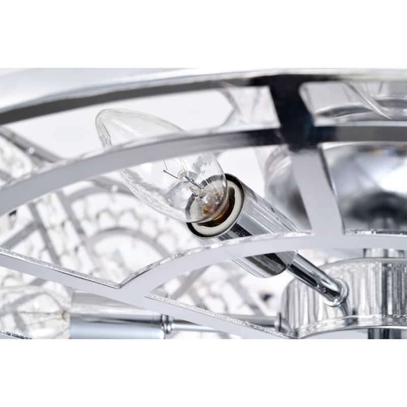 Alexia 24 Inch Chrome Finish Modern Glam Style Crystal Ceiling Lighted Fandelier with Remote