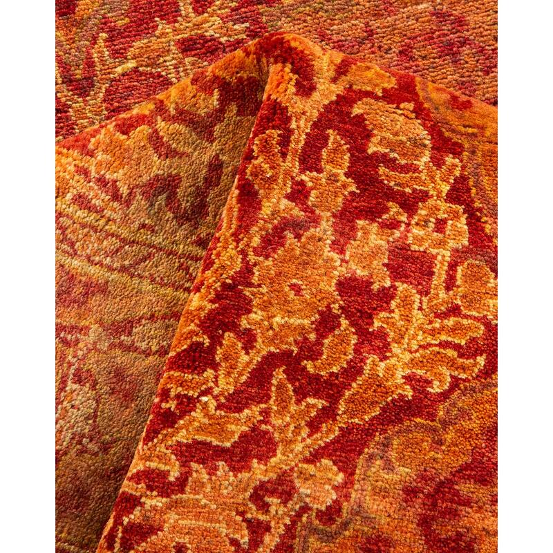 Overton Hand Knotted Wool Vintage Inspired Traditional Mogul Orange Runner Rug - 2' 8" x 19' 1"