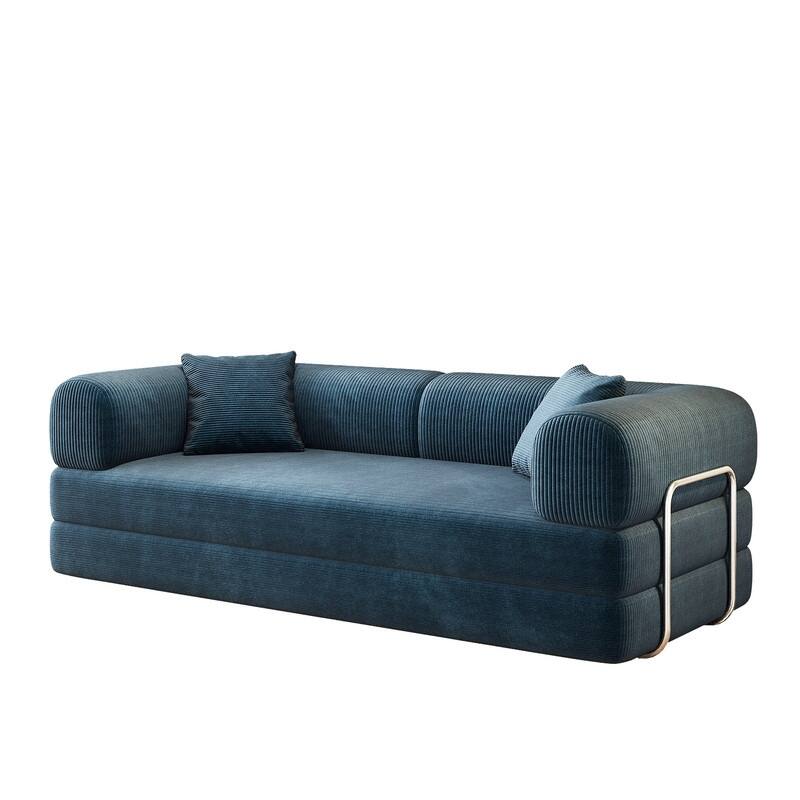 78.8" Convertible Floor Sofa Bed, Corduroy Folding Mattress Sofa Couch for Small Spaces ,No Assembly