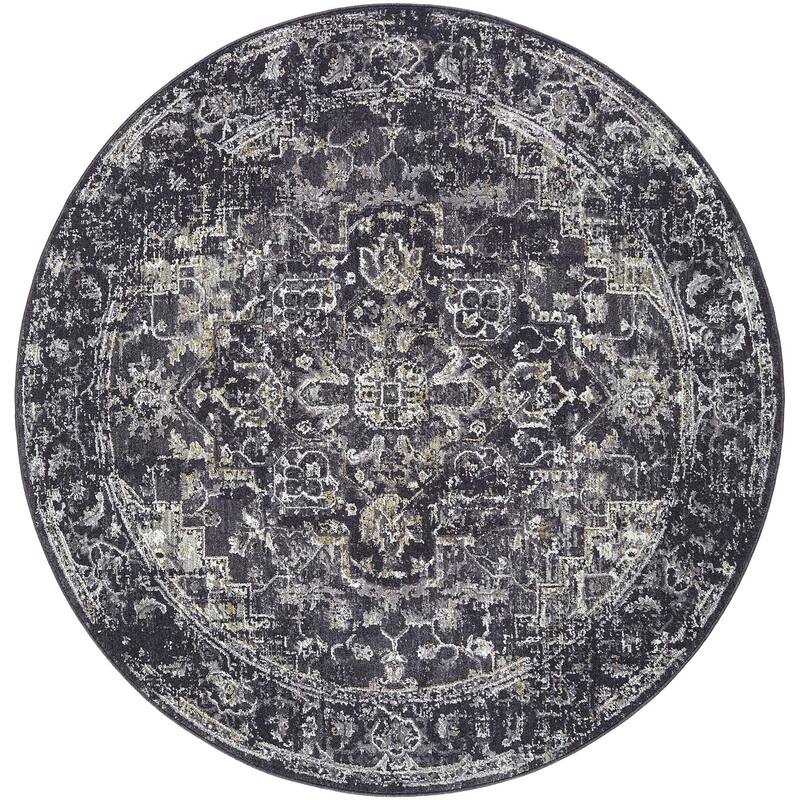 Livabliss Gakko Traditional Area Rug - Black - 6'7" x 6'7"