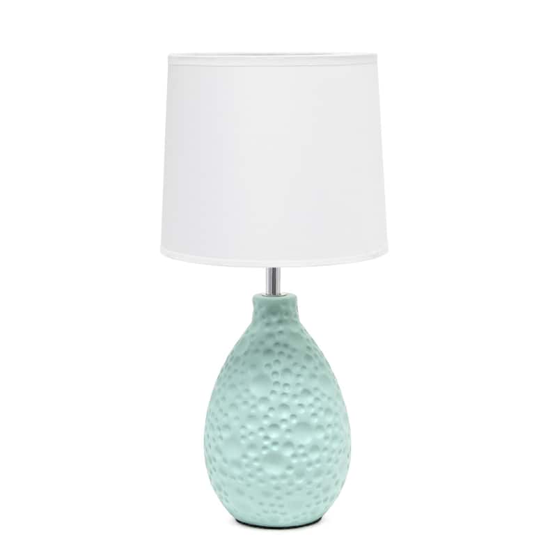 Textured Thumbprint Tear Drop Ceramic Table Lamp with Tapered Drum Shade - 14" - Blue and White